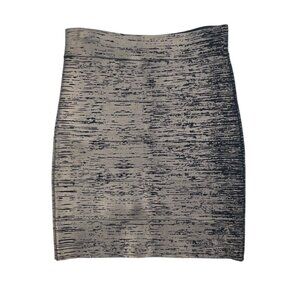 BCBGMaxAzria Josie Metallic Gunmetal Foil Power Bandage Skirt Size Small Bodycon